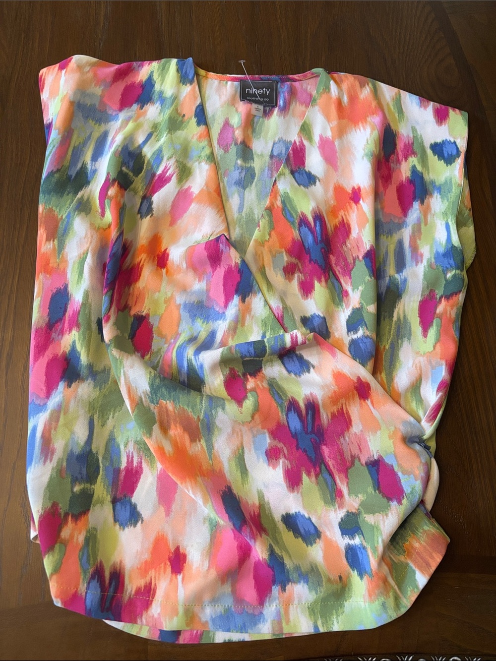 Summer Multicolor Watercolor Print Blouse